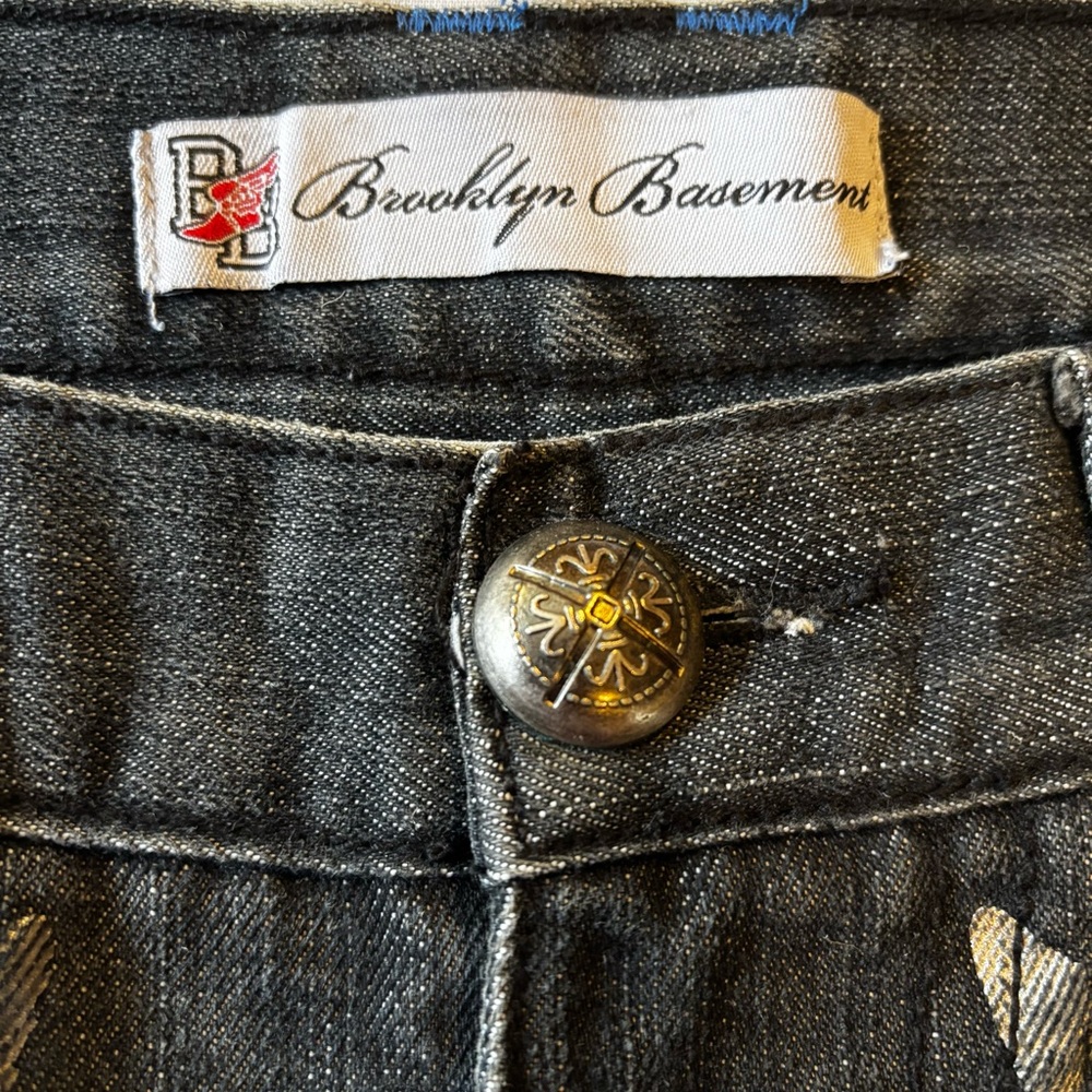 Vintage Y2K Brooklyn Basement Jeans Men 34x32 Black Blue Baggy Cyber Goth Grunge - Picture 3 of 14
